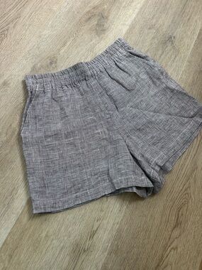 Anine Bing 100% Linen Brown Plaid Textured Kam Short Size Medium